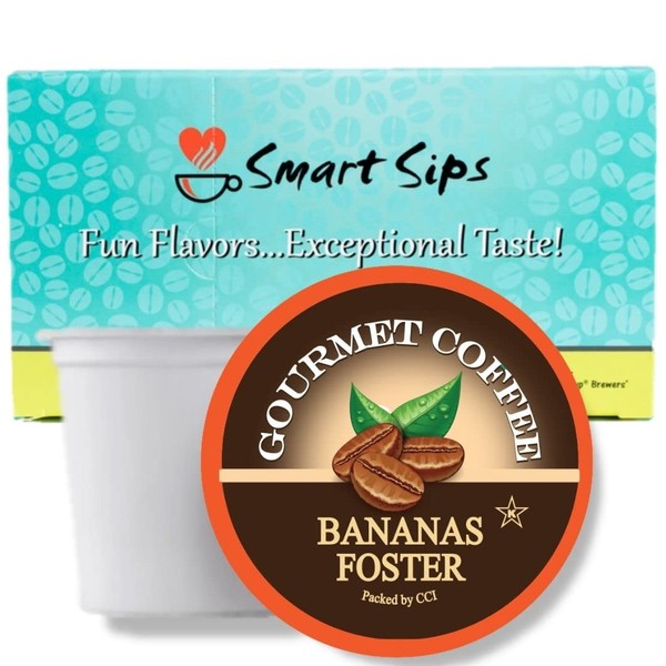 Smart Sips, Bananas Foster Café saborizado, 48 unidades, tazas de una porción compatibles con todos los Keurig K-cup Brewers