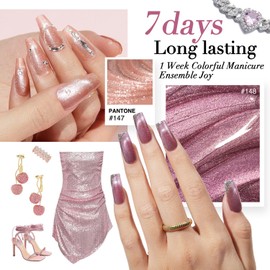 AZUREBEAUTY Cat Eye Nail Polish Set Quick Dry Nude Purple Glitter Vegan 2 Colors Nail Lacquer Natural Infinite Shine DIY Salon Home Women Gifts 2Pcs 0.34oz