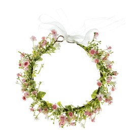 Butnedls ridal Flower Crown Women Rose Floral Headband Maternity Photo Prop Baby Shower Leaf Hair Wreath (Pink)