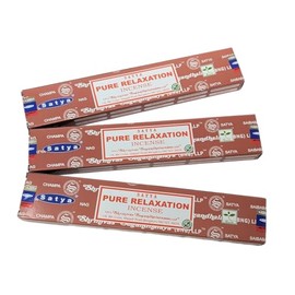 Satya Incense Sticks Mindfulness Series - Pure Relaxation 3 Pack Set 15g Each with JRose Incense Burner for Meditation Yoga and Stress Relief