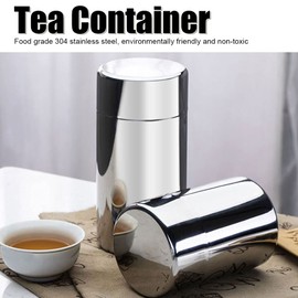 Tea Container,Portable 304 Tea Container, Tea Jar Stainless Steel Sealed Tea Leaf Storage Jar Double Lids Canister Coffee Bean Container for Kitchen Counter, Tea, Sugar, Coffee