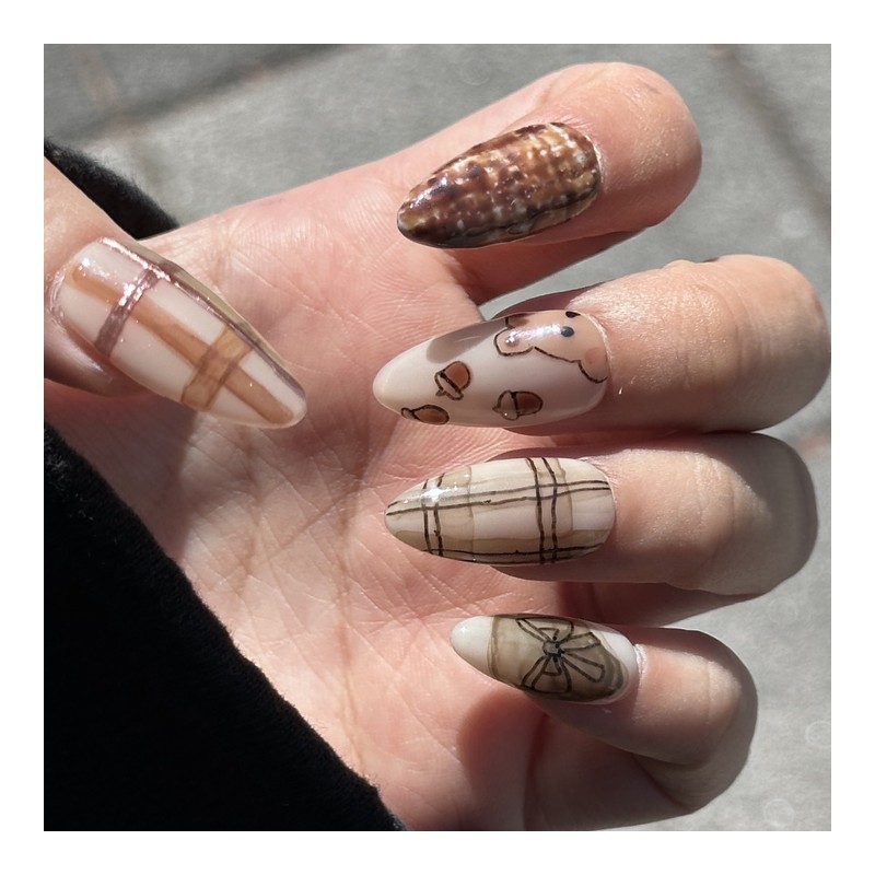 Where do acorns come from~ Handmade nail tips - Square