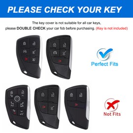 Cacacar Key Fob Cover for Chevy GMC with Keychain, Tahoe Suburban Equinox Traverse Yukon Denali Terrain Buick Envision Premium Soft TPU Case (6 Buttons Blue)