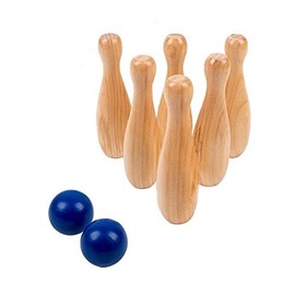 MGM 48060 Large Set of 6 Wooden Needles with 2 Balls 20 cm Natural