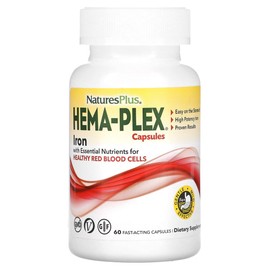 Natures Plus 네이처스플러스 Hema-Plex 철분 iron 빠르게 작용하는 캡슐 60정 Nature's Plus Hema-Plex Iron Fast-Acting Capsules 60 Tablets