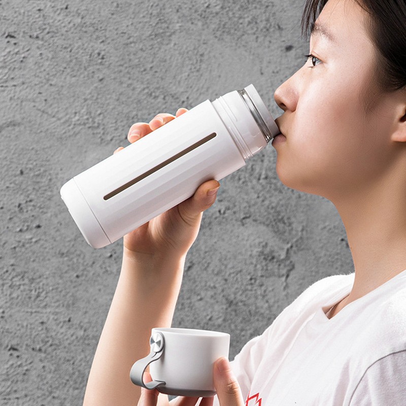 310ml Glass Cup with Lid Portable Dual Purpose Water Mug