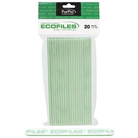 ForPro Professional Collection ECOFILES - Tableros de espuma ecológica, verde, grano 100/180, limas de uñas de manicura y pedicura de doble cara, 7 pu