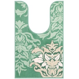 SENKO DECORMUSEE 31984 Samilla Ear Length Toilet Mat, Approx. 37.4 x 23.6 inches (95 x 60 cm), Green, Damask Pattern, Antibacterial, Deodorizing, Made in Japan