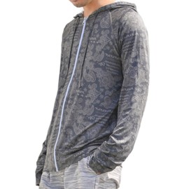 MORE AUNI 8227 Q-MAX Men's Rash Guard, Lightweight, Quick-Drying, UPF50+ UV Protection, Long Sleeve, Finger Hole, M-3L, paisley charcoal / 8227