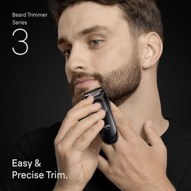 Braun Beard Trimmer Series 3, +6 Styling Tools, Ultra Sharp Blade, 50 Min Runtime, 40 Lengths, BT3565, Black/Blue