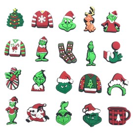 20Pcs Green Gnome Croc Charms Christmas Shoes Charms for Girls Kids Boys Adults Cute No Duplicates Charms for Shoes Decoration Party Favor