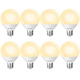 BUBO Globe Light Bulbs 60 Watt Equivalent, Vanity Light Bulbs Soft White 2700K, Bathroom Light Bulbs, Round Light Bulbs, G25 LED Light Bulbs 800 Lumens, E26 Medium Base, 7W, Non-Dimmable, 8 Pack