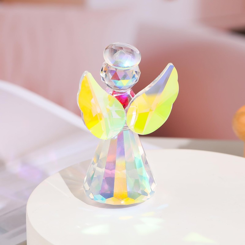 Figura de ángel transparente con corazón rojo, regalo para mujer