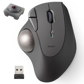 Elecom M-IT10DRABK Wireless Trackball Mouse, Wireless 2.4 GHz IST Series, 5 Buttons, Thumb Operation, Artificial Ruby Support, Windows/Mac/Chrome, Black