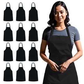 Delantales De Cocina 12 Piezas,Mandil Parrillero Hombre Y Mujer,Mandil Chef,CordóN Delantal Extendido Impermeable, Anti-Aceite,Transpirable,Para JardineríA,Barbacoa,Cocinar (Negro)