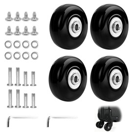 Set of 4 Suitcase Replacement Wheels, 45 mm x 18 mm Suitcase Wheels Replacement Wheels, Universal Wheels for Luggage Replacement Wheels, Rubber Suitcase Wheels Replacement, Luggage Trolley Replacement Wheel Repair Set for Suitcase Wheels