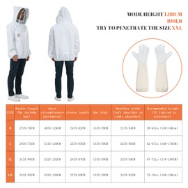 Bee Suit Jacket- Beekeeping Jacket for Men Women hat with Veil- sting proof Professional Bee Jacket with Beekeeping sheepskin Gloves&beekeeping supplies (XL)