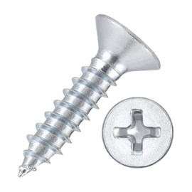 Kozelo 500pcs Phillips Flat Head Wood Screws - [#6x5/8] Carbon Steel Countersunk Self Tapping Screws for Furniture Assembly, Interior Trim, Outdoor Construction, Bluish-White