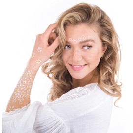 Tattoocrew 2 Tattoo Looks "Flowers & Freckles" for Sticking on Face, Arms, Body, Tattoos for Adults, Set Temporary Tattoos for Women/Men/Children, Festival, Carnival, Fancy Dress Costume