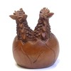 Brave Wings Two Headed Dragon Egg ~ Wooden Sculpture Gift