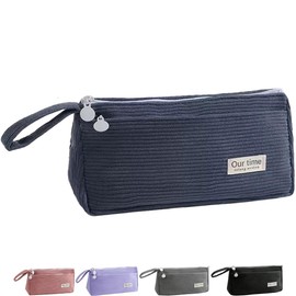 Zloptuoe Pencil Case Corduroy Fabric Pencil Case Girls for Teenagers Students, blue, pencil case