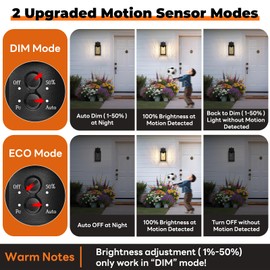 Brightever Motion Sensor Outdoor Lights Fixture, Dusk to Dawn Exterior Porch Light Wall Mount with Water-Rippled Glass, Black Modern Outside Wall Sconce Lanterns for House, Garage, Bulbs Not Included