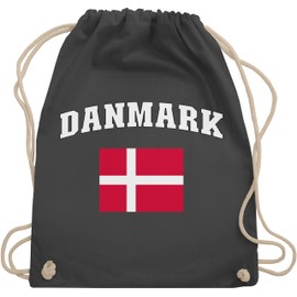 Shirtracer - Gym Bag Backpack - Football World Cup - Bags - Danmark Lettering with Flag | Denmark | Denmark | Kongeriget Danmark | Kingdom of Denmark, 01 Dark Grey, Unit size
