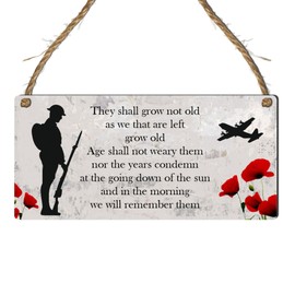 Remembrance Plaque - "They Shall Grow Not Old" Commemorative Memorial Sign - Ideal for Honouring Veterans and Fallen Heroes