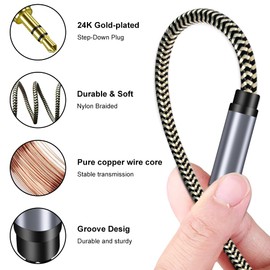 Hanprmeee Headphone Mic Splitter CTIA Standard 3.5mm Female to 2 Dual 3.5mm Jack Male Microphone Audio Y Splitter Adapter Cable Compatible with PC,Laptop Desktop,Gaming Headset,Speaker (0.3M)