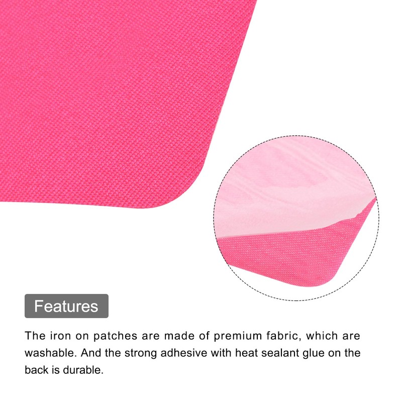 MECCANIXITY 6Pcs Iron-On Fabric Repair Patches, Rose Red, 4.9"x3.7", Rectangular,