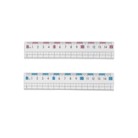 FineGood Ruler 5.9 inches (15 cm), Plastic, Set of 2, Transparent, Corrugated Lines, Measurement Tool, Prevents Myopia, Kids, Students, Teachers, Stationery, School Supplies, Pink, Blue
