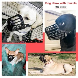 Basket Dog Muzzle for Large Medium Small Dogs, Cage Muzzles to Prevent Biting Chewing Licking Scavenging, Mouth Cover with Adjustable Strap for Vet Visits, Grooming, Walking (Black, 1#)