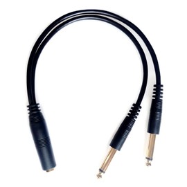 DHSKZRMJ Gold Plated 6.35mm TS 2-Pole Mono Female to 2 x 1/4" 6.35mm TS Mono Male Audio Splitter Cable 35cm