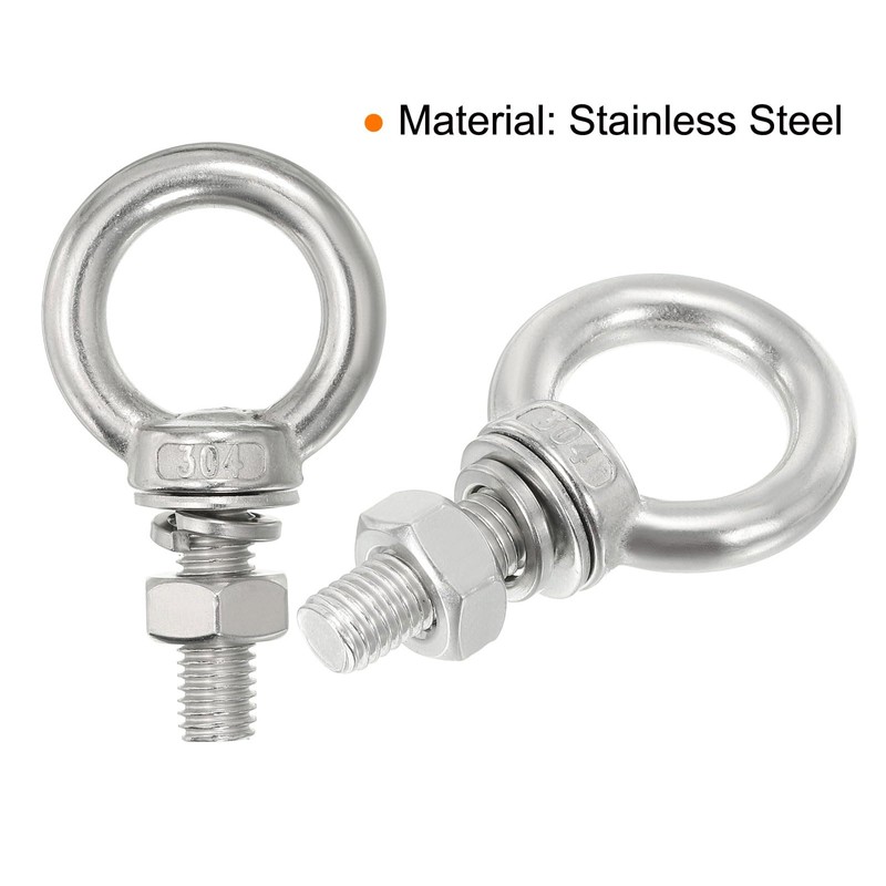 sourcing map M4 3/16"x1.18" Stainless Steel Eye Bolts Threaded Screw