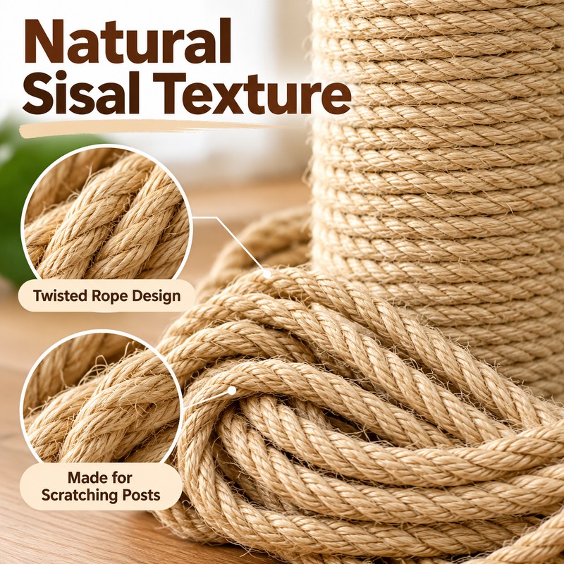Natural Sisal Rope for Cat Scratching Posts – 4mm DIY