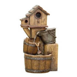 Jeco Bird House Outdoor Water Fountain Without Light
