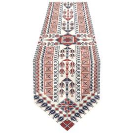 ALAZA Double-Sided Tatreez Decorative Palestinian Table Runner 14x108 Inches Long,Ethnic Nationality Table Cloth Runner for Wedding Birthday Party Kitchen Dining Home Everyday Decor