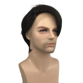Aimole Lace Front Wig Men Hair Short Straight Synthetic Wigs Heat Resistant Fiber Natural Black Hair