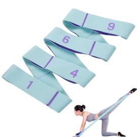 Bitcoraje Yoga Stretching Strap, Yoga Stretch Gurt mit 9 Schleifen, Hochelastischer Fitnessbänder, Fitness Stretchband, Band mit Schlaufen Gymnastikband, für Pilates, Tanz, Gymnastik