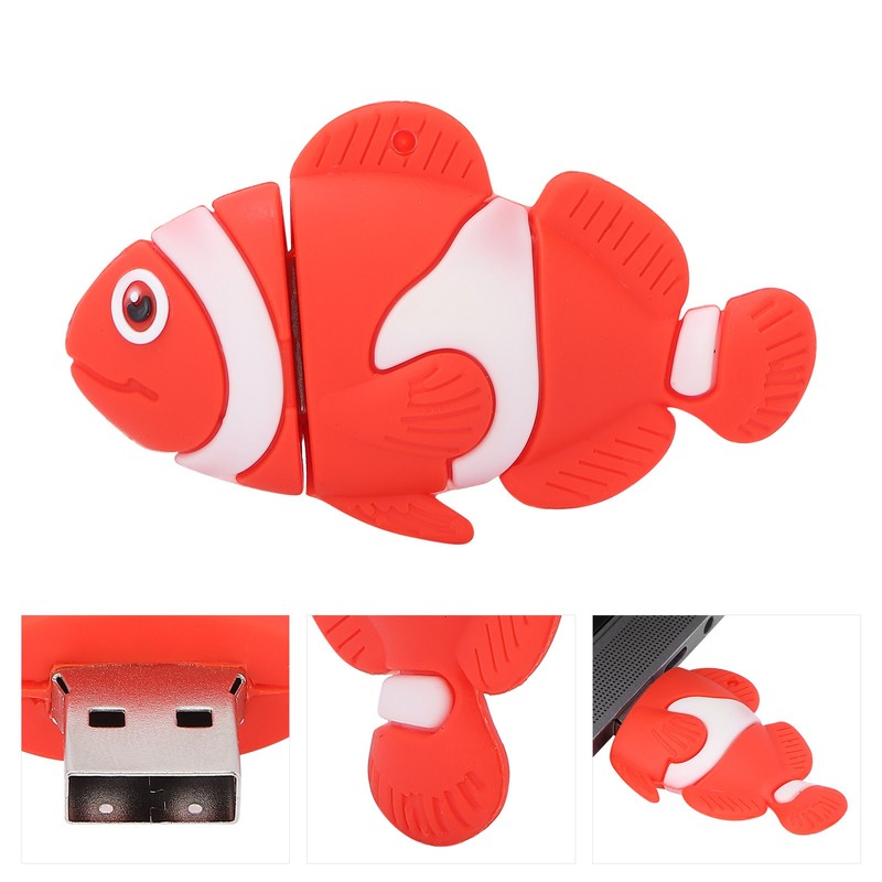 Cartoon U Disk Red Clownfish Appearance High Speed Bulk Storage
