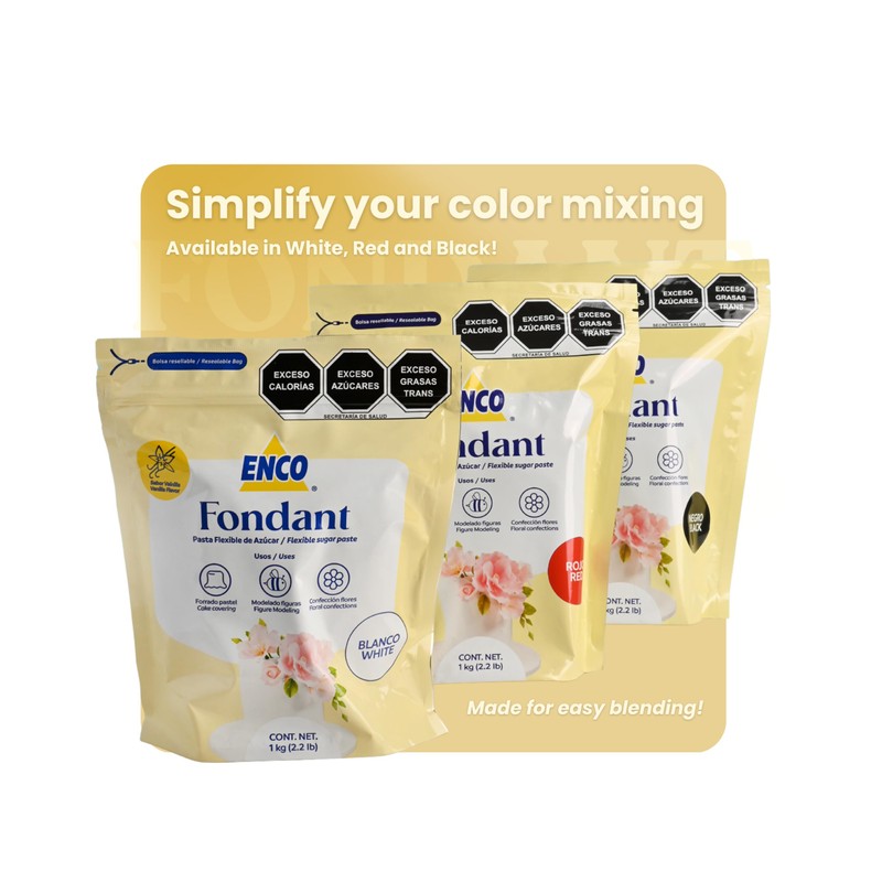 ENCO Premium Red Fondant, Vanilla Flavor, Ready to Use 2.2
