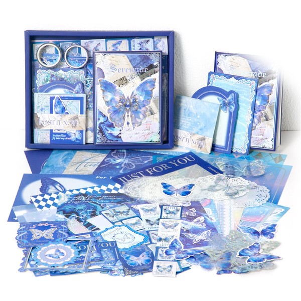 Diary Book Set, 162 Piece Set, Stationery Set, Butterfly Series,