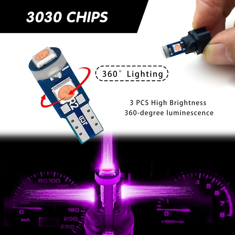 20PCS Led Bulb Dash Lights, T5 37 74 LED Bulb