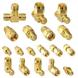 18pcs SMA Adapter Kit SMA to RP-SMA Male to Female Adapter,Straight 90 Degree T-Type Connector RF Coax Adapters Nut Barrel Converter 50 Ohm