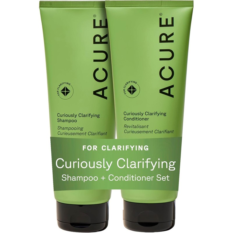 Acure Curiously Clarifying Shampoo & Conditioner Set, Vegan, 236ml, 2-Pack