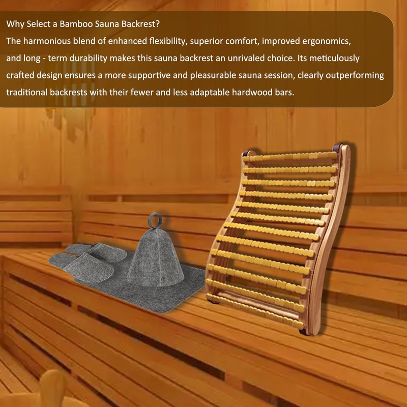BESTNEWIE Soft and Flexible Sauna Backrest Made with Bamboo Blocks