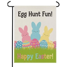 Easter Garden Flag Double Sided 12x18 Inch - Happy Easter Bunny Spring Yard Outdoor Banner, Vertical Farmhouse Decoration for Home & Garden