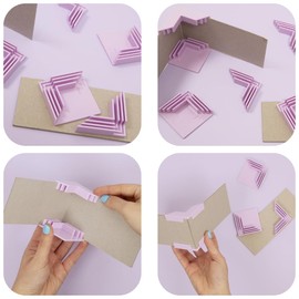 Craftelier - Set of 8 L-Shape Squares or Corners Assembly Clamps for Cardboard | Suitable for 1.5 mm, 2 mm and 3 mm Thicknesses | Includes a Cardboard Storage Bag | Purple Colour
