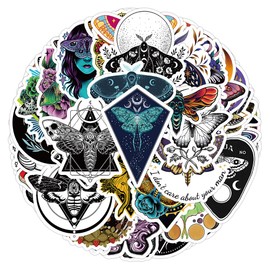 50 Packs Ghost Moth Stickers Water Bottles Laptop Phone Motorcycle Computer Guitar Skateboard Hydroflasks Ghost Moth Vinyl Sticker Waterproof Aesthetic Trendy Decals for Teens Girls Adults