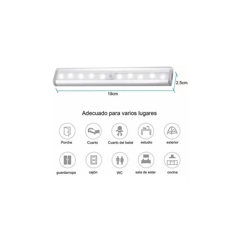 Quality Sensor Movimiento 10 Luces Led Nocturnas Usb Recargables 2pz